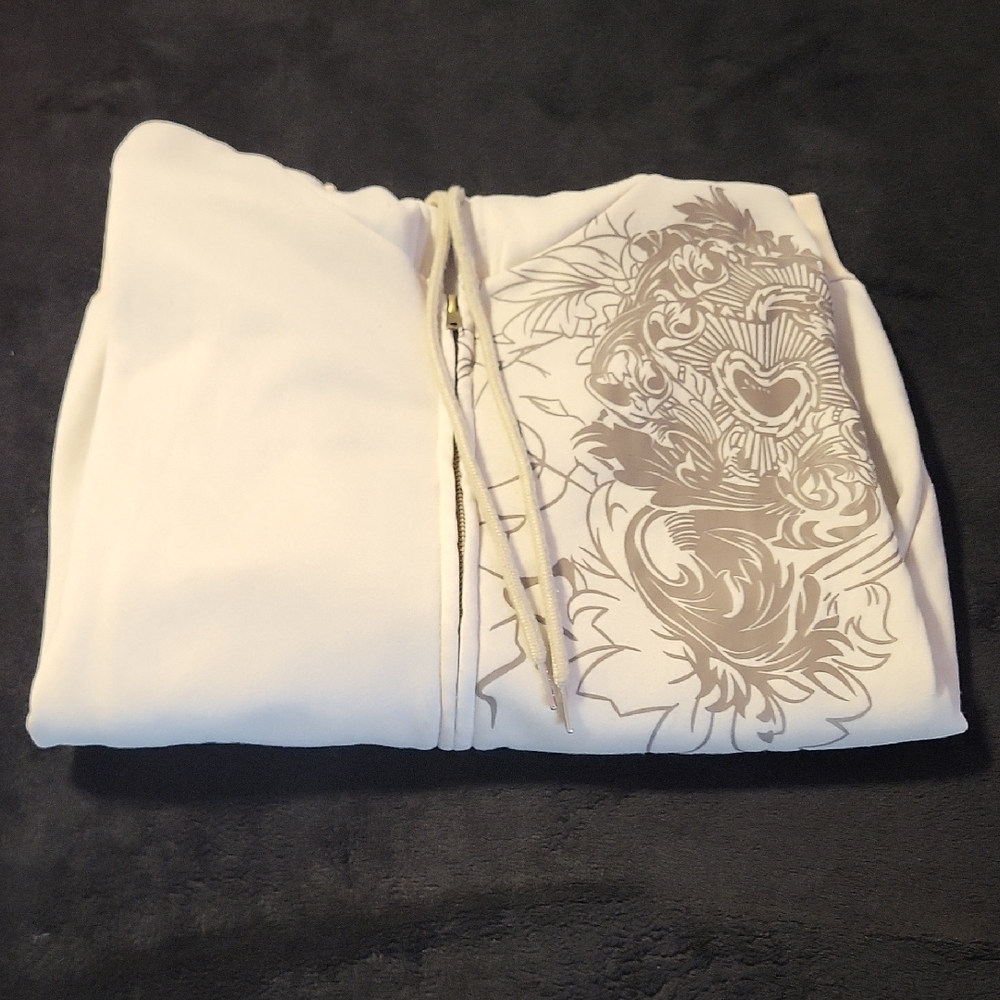 Brown Tan Graphic Polo Sweatshirt